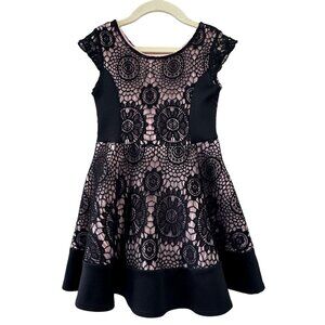 2TWEEN Black Lace Overlay Dress Girls 6 Boho Gothic Flared 2 Tween Edgy Girly
